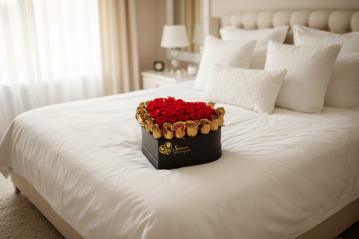 Arreglo de rosas en habitación