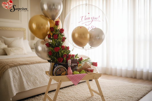 Regalo en mesita en habitación