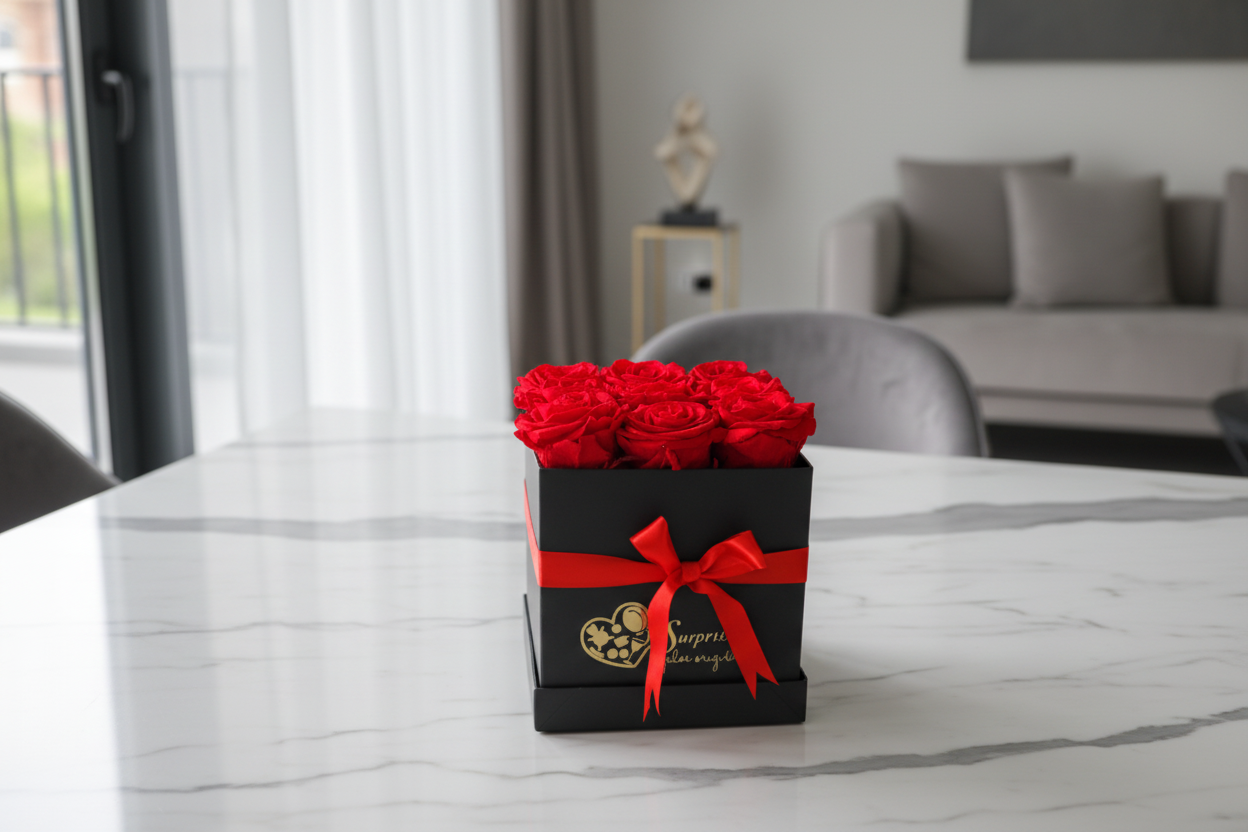 Rosas en sala moderna